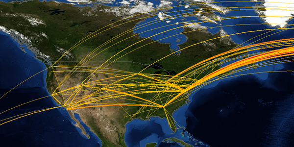 Joern's flights over North America