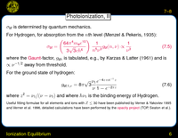 Ionization Equilibrium: Photoionization
