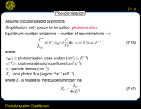 Photoionization Equilibrium: Photoionization