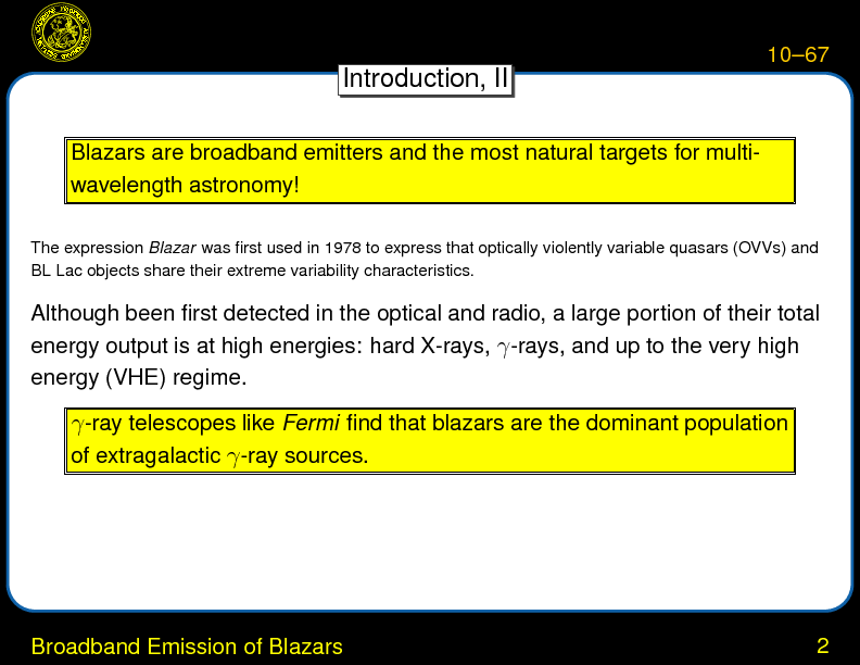 Chapter 10: Jets and Radio Loud AGN : Broadband Emission of Blazars