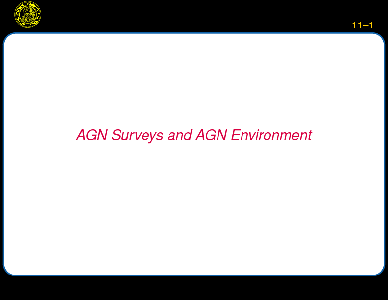 Chapter 11: AGN Surveys and AGN Environment : Introduction