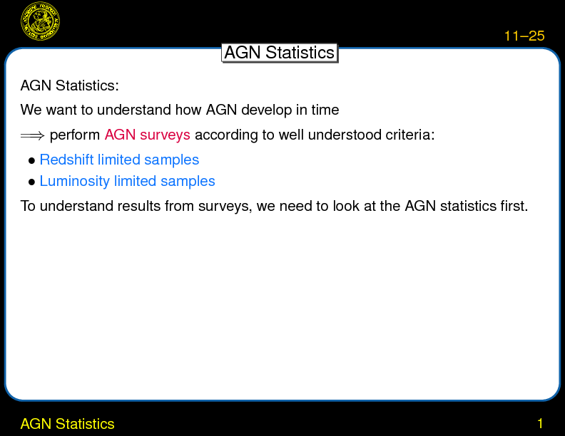 Chapter 11: AGN Surveys and AGN Environment : AGN Statistics