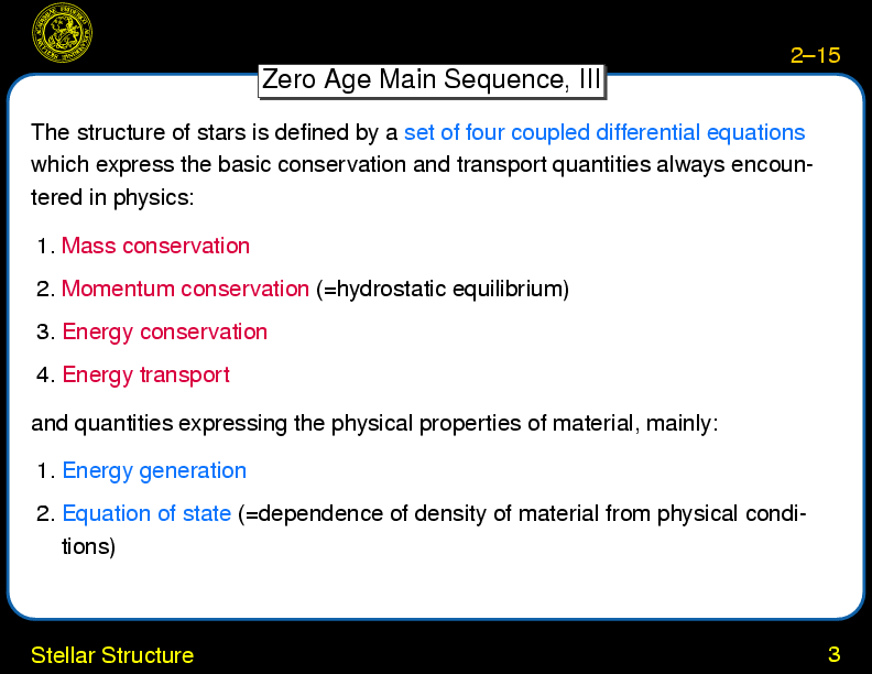 Chapter 2: Overview : Stellar Structure