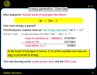 Stellar Structure: Energy generation: Proton-Proton chain