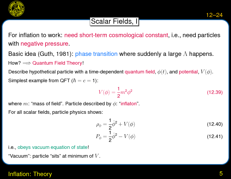 Chapter 12: Inflation : Inflation: Theory