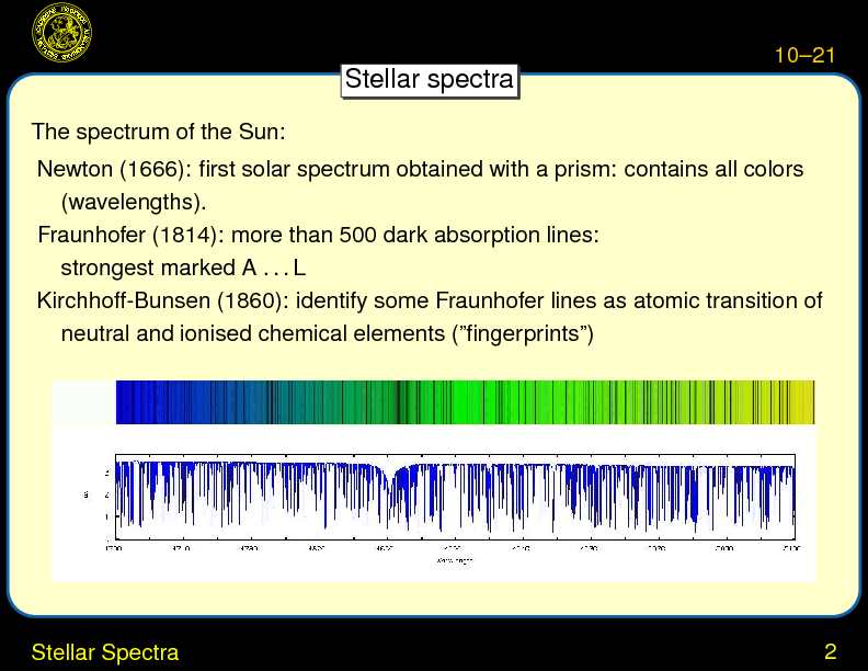 Chapter 10: Stars: Observations : Stellar Spectra