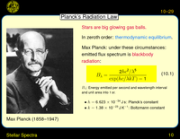 Stellar Spectra: Planck's Radiation Law