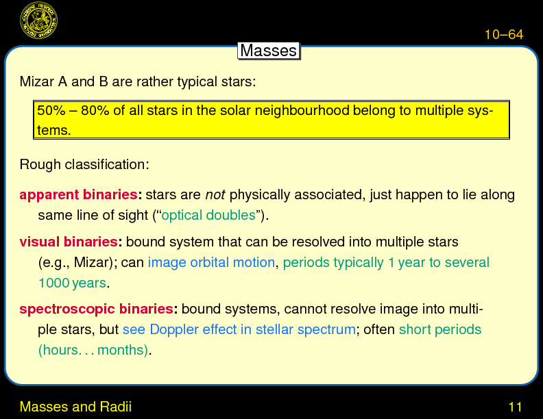 Chapter 10: Stars: Observations : Masses and Radii
