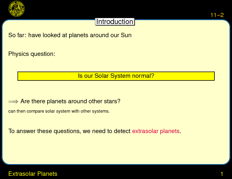Chapter 11: Extrasolar Planets : Detection Methods
