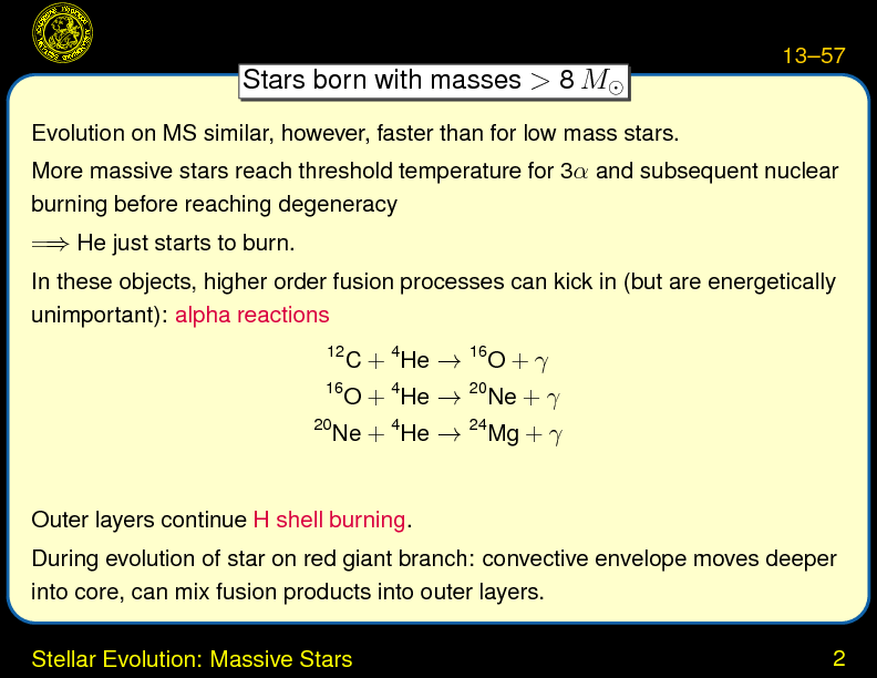 Chapter 13: Stars: Structure and Evolution : Stellar Evolution: Massive Stars