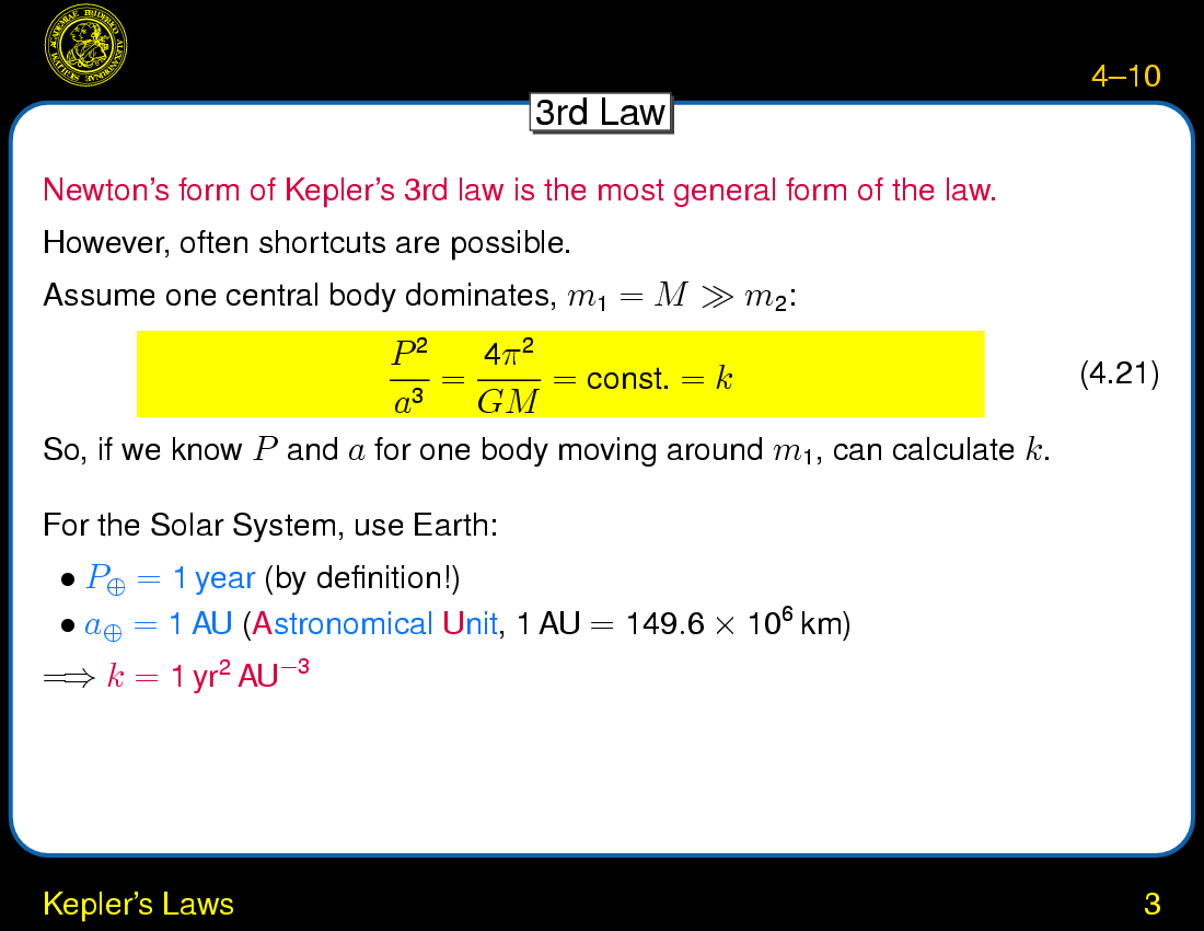 The Planets: Dynamics : Kepler's Laws