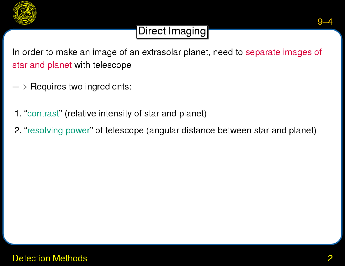 Extrasolar Planets : Detection Methods