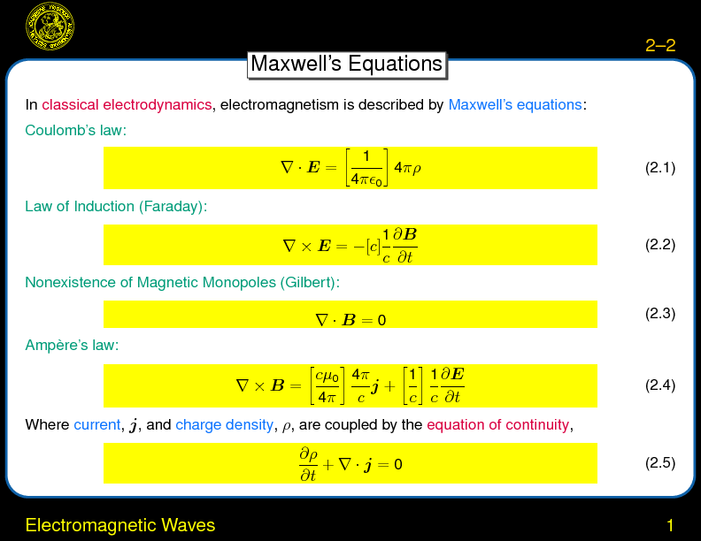 Chapter 2: Radiation and Radiative Transfer : Electromagnetic Waves