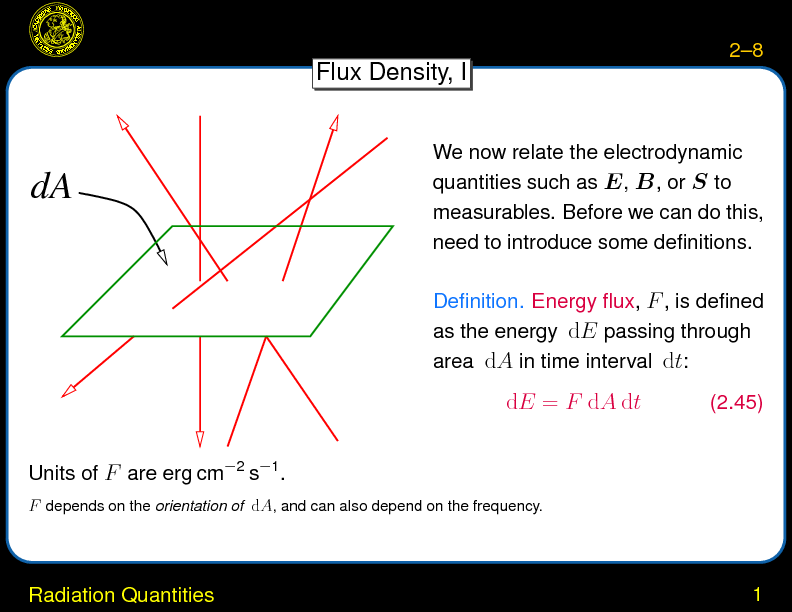 Chapter 2: Radiation and Radiative Transfer : Radiation Quantities