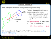 Radiation Quantities: Specific Intensity