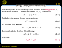 Radiation Quantities: Energy Density and Mean Intensity
