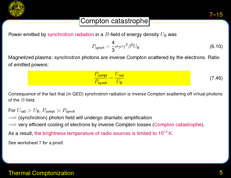 Chapter 7: Comptonization : Thermal Comptonization