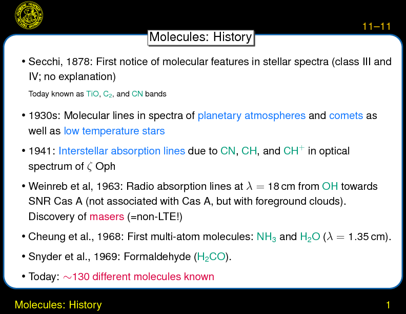 Chapter 11: Molecules and Molecular Spectra : Molecular Spectroscopy