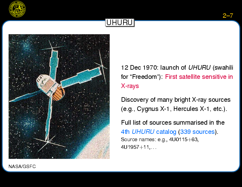 X-Ray Astronomy I, p. Pagenumber::2--7