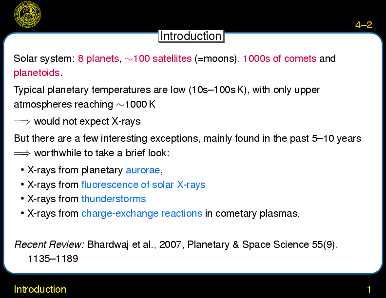 Chapter 4: X-rays in the Solar System : Introduction