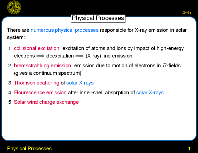 Chapter 4: X-rays in the Solar System : Physical Processes
