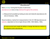 Absorption in the ISM: Abundances